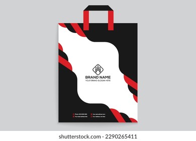 Red and black color shopping bag design