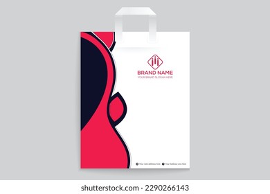 Red and black color shopping bag design