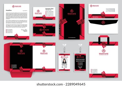 Red and black color stationery design