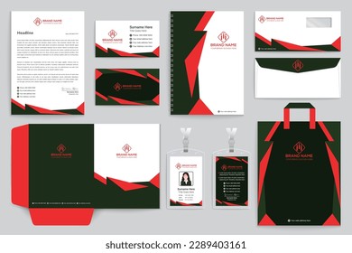 Red and black color stationery design