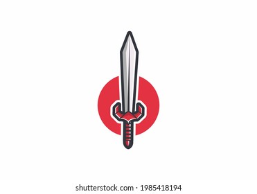 Red Black Color Of Warrior Sword Design