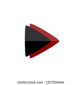 Red and black colored play arrow button symbol