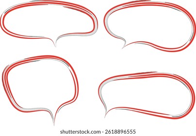 red black colorful abstract geometric line art speech bubbles set