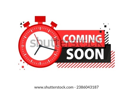 Red and Black Coming Soon Countdown Clock Vector Design. Vector stock illustration