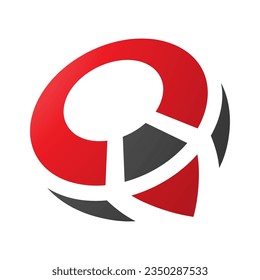 Red and Black Compass Shaped Letter Q Icon on a White Background