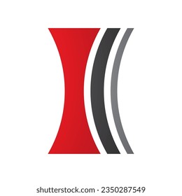 Icono de la letra I de la lente cóncava roja y negra en un fondo blanco