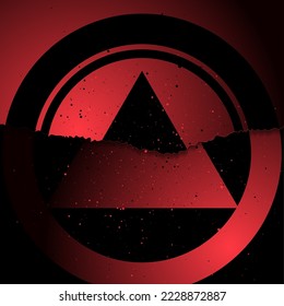 Red black concept abstract background with triangle, circles and dots. Vector geometric design