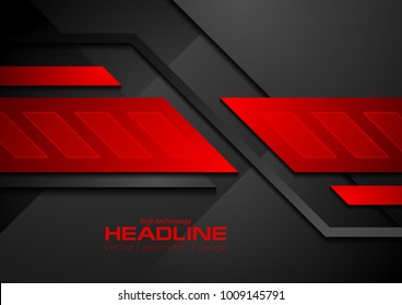 Red and black contrast abstract technology background. Vector corporate geometric design