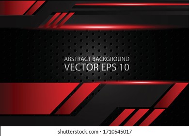 Red And Black Contrast Abstract Technology Background.Vector Illustration Design For Texture