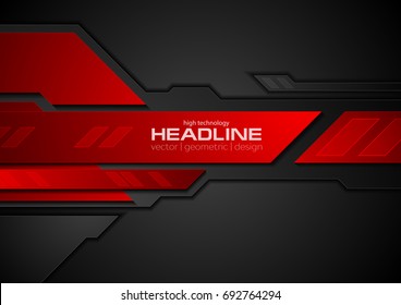 Red and black contrast abstract technology background. Vector corporate design