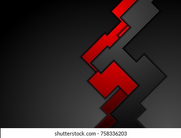 Red and black contrast geometric background. Modern vector hi-tech design abstraction