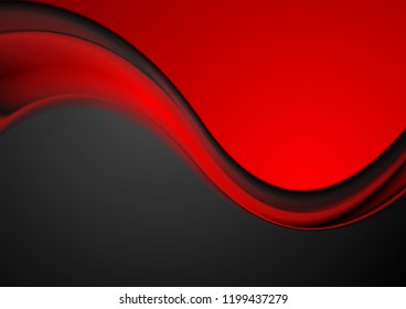 Red and black contrast smooth waves corporate abstract background. Vector design