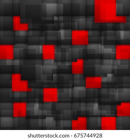 Rote und schwarze Kontrastquadrate auf abstraktem Hintergrund. Vektordesign