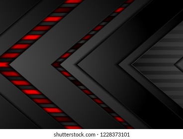 Red and black contrast tech arrows background. Vector corporate modern design