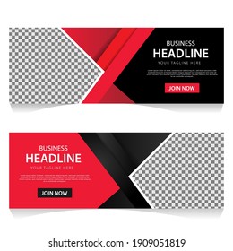 Red and black corporate business banner design template