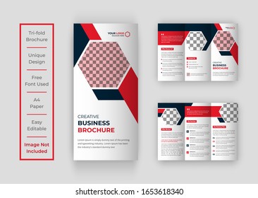 red and black Corporate trifold brochure template