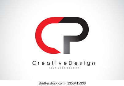 Red and Black CP C P Letter Logo Design in Black Colors. Creative Modern Letters Vector Icon Logo Illustration.