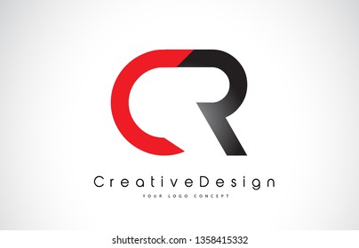 Red and Black CR C R Letter Logo Design in Black Colors. Creative Modern Letters Vector Icon Logo Illustration.