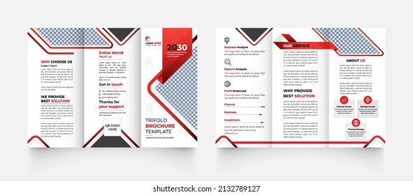 Red And Black Creative Corporate Annual Report Business Trifold Brochure Design Layout Template Set