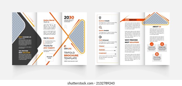 Red And Black Creative Corporate Annual Report Business Trifold Brochure Design Layout Template Set With Creative Shapes