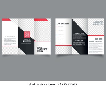 Red Black Creative Modern Corporate Tri-Fold Brochure Template Design. Modern trifold brochure. Professional tri fold brochure.