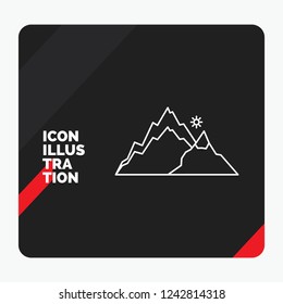 Red and Black Creative presentation Background for mountain, landscape, hill, nature, tree Line Icon