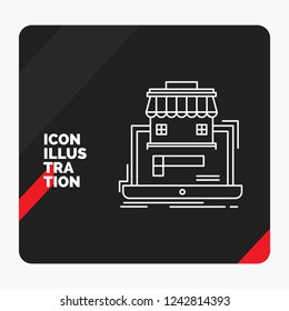 Red and Black Creative presentation Background for business, marketplace, organization, data, online market Line Icon