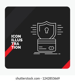 Red and Black Creative presentation Background for security, credit card, card, hacking, hack Line Icon