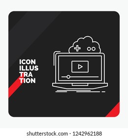 Red and Black Creative presentation Background for Cloud, game, online, streaming, video Line Icon