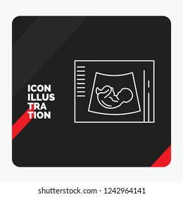 Red and Black Creative presentation Background for Maternity, pregnancy, sonogram, baby, ultrasound Line Icon