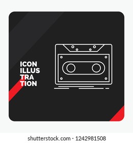 Red and Black Creative presentation Background for Cassette, demo, record, tape, record Line Icon