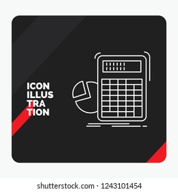 Red and Black Creative presentation Background for calculator, calculation, math, progress, graph Line Icon