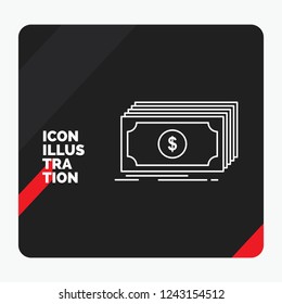 Red and Black Creative presentation Background for Cash, dollar, finance, funds, money Line Icon