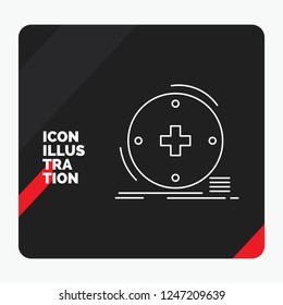 Red and Black Creative presentation Background for Clinical, digital, health, healthcare, telemedicine Line Icon