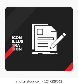 Red and Black Creative presentation Background for document, file, page, pen, Resume Glyph Icon