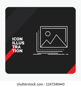 Red and Black Creative presentation Background for gallery, image, landscape, nature, photo Line Icon