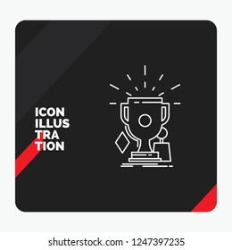 Red and Black Creative presentation Background for awards, game, sport, trophies, winner Line Icon