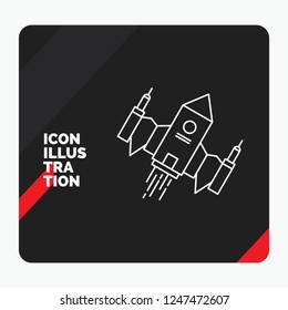 Red and Black Creative presentation Background for spacecraft, spaceship, ship, space, alien Line Icon