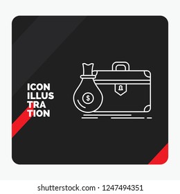 Red and Black Creative presentation Background for briefcase, business, case, open, portfolio Line Icon