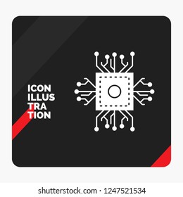Red and Black Creative presentation Background for Chip, cpu, microchip, processor, technology Glyph Icon