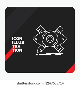 Red and Black Creative presentation Background for design, designer, illustration, sketch, tools Line Icon