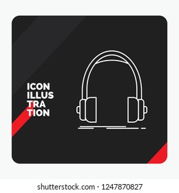 Red and Black Creative presentation Background for Audio, headphone, headphones, monitor, studio Line Icon