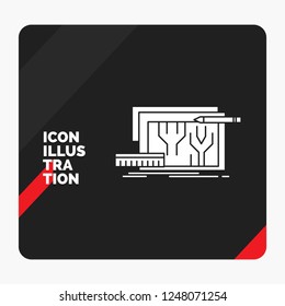 Red and Black Creative presentation Background for Architecture, blueprint, circuit, design, engineering Glyph Icon