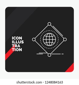 Red and Black Creative presentation Background for IOT, internet, things, of, global Line Icon