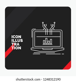 Red and Black Creative presentation Background for Analysis, analytical, management, online, platform Line Icon