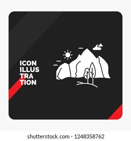 Red and Black Creative presentation Background for hill, landscape, nature, mountain, tree Glyph Icon