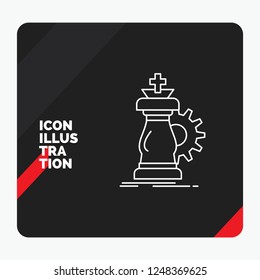 Red and Black Creative presentation Background for strategy, chess, horse, knight, success Line Icon