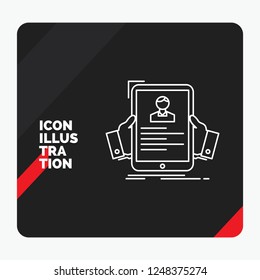 Red and Black Creative presentation Background for resume, employee, hiring, hr, profile Line Icon