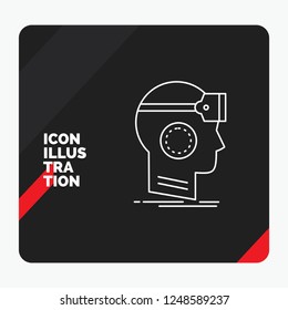 Red and Black Creative presentation Background for VR, googles, headset, reality, virtual Line Icon