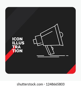 Red and Black Creative presentation Background for Bullhorn, digital, marketing, media, megaphone Line Icon